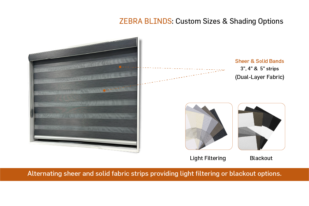 ZEBRA BLINDS: Custom Sizes & Shading Options